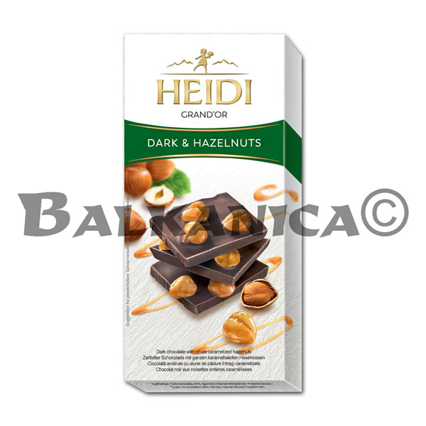 80 G CHOCOLATE BITTER WITH CARAMELIZED WILD HAZELNUTS HEIDI